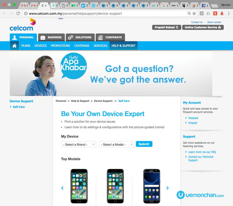 Celcom Self-Service Web Support Portal