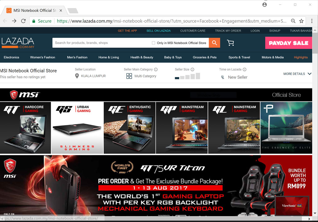 MSI store Lazada