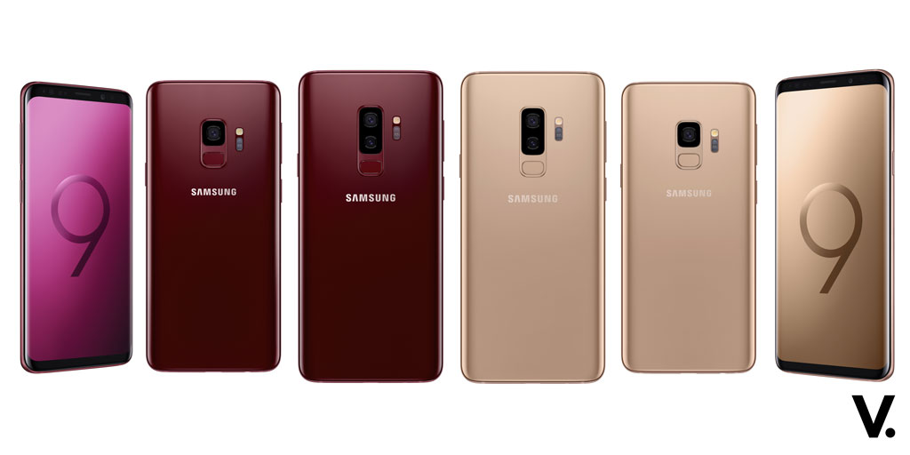 Galaxy S9 + S9+ Burgundy Red and Sunrise Gold