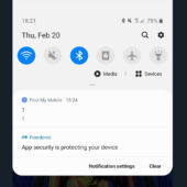 Samsung "1" notification message