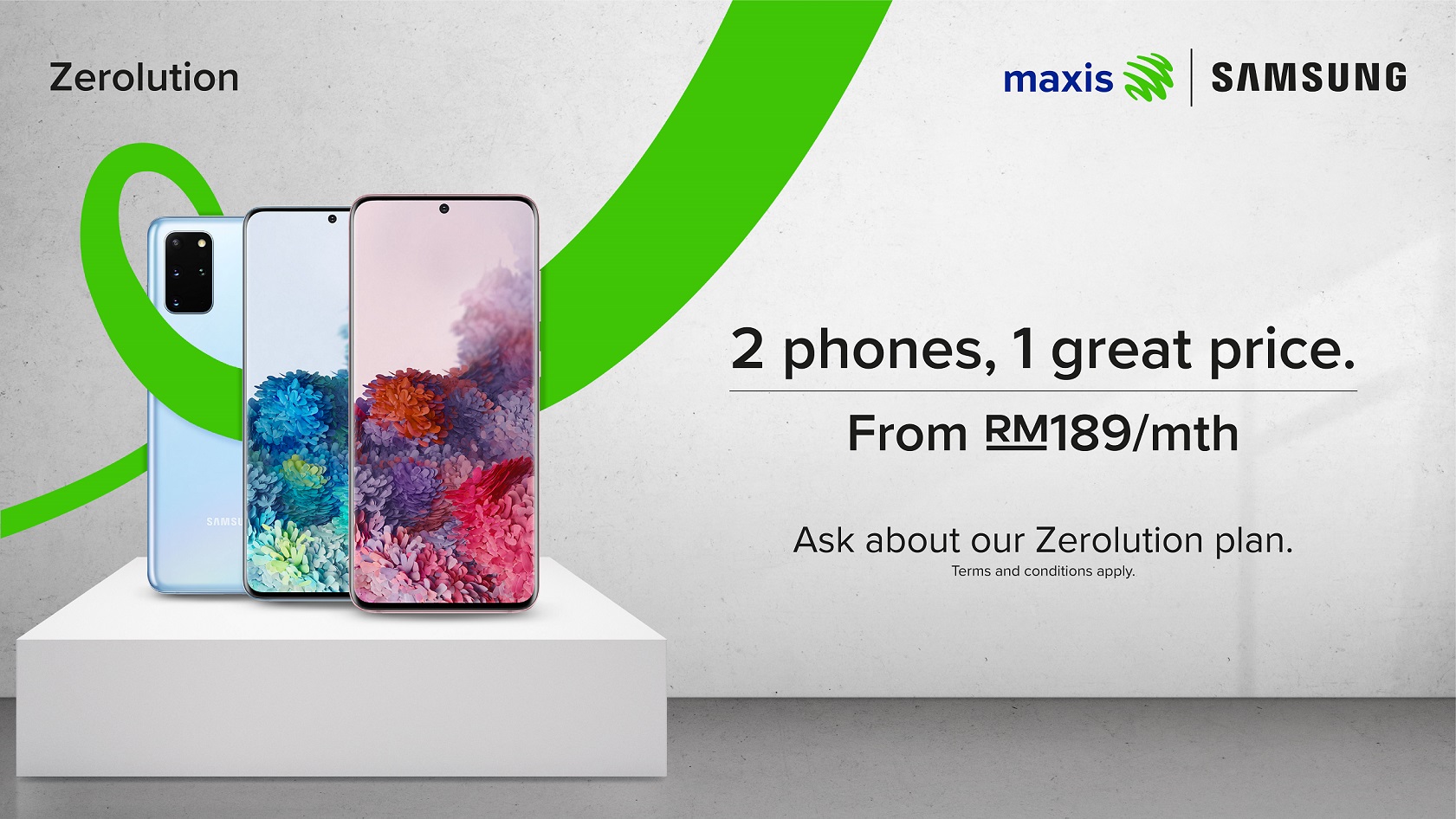 Samsung Galaxy S20 Maxis 2 phones 1 price