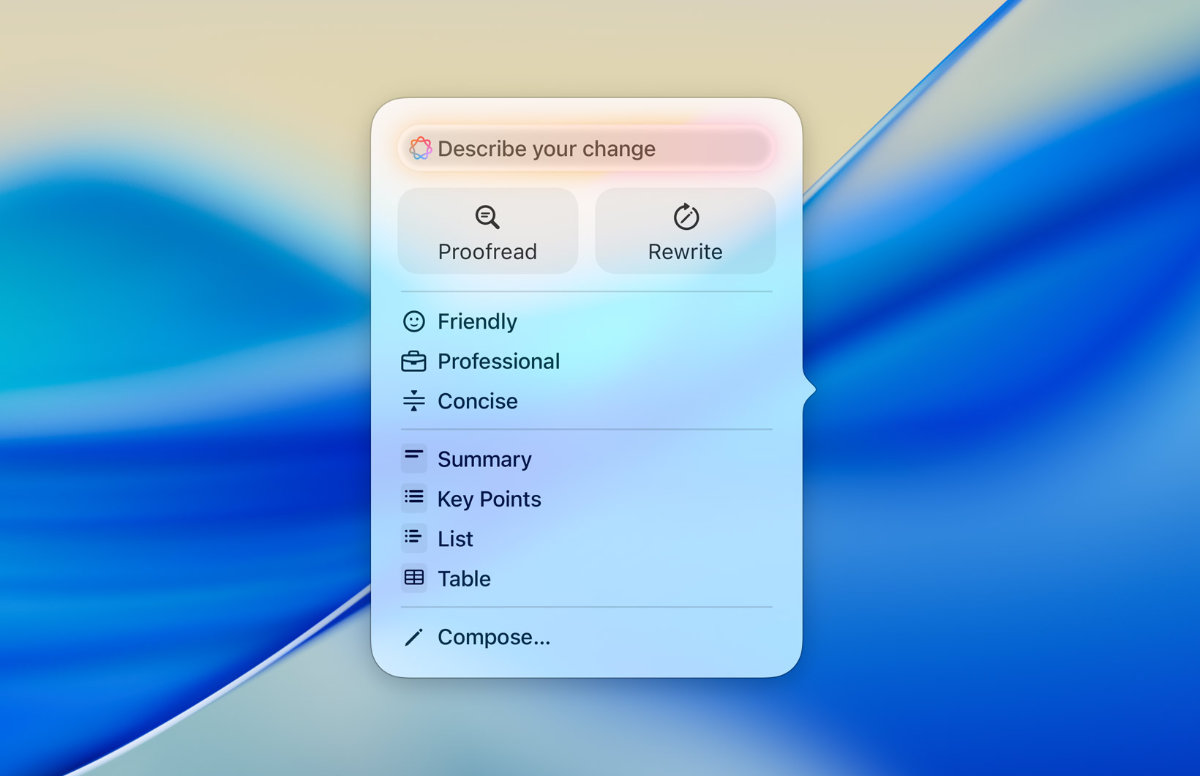 Apple Intelligence Writing Tools
