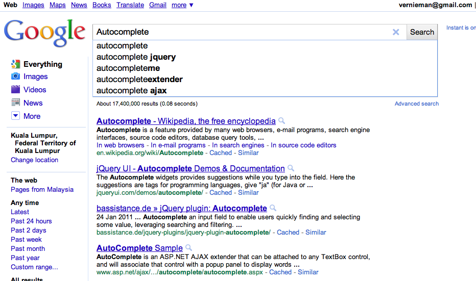 Google autocomplete |