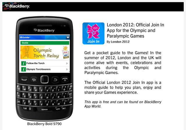 Olympics-apps for BlackBerry