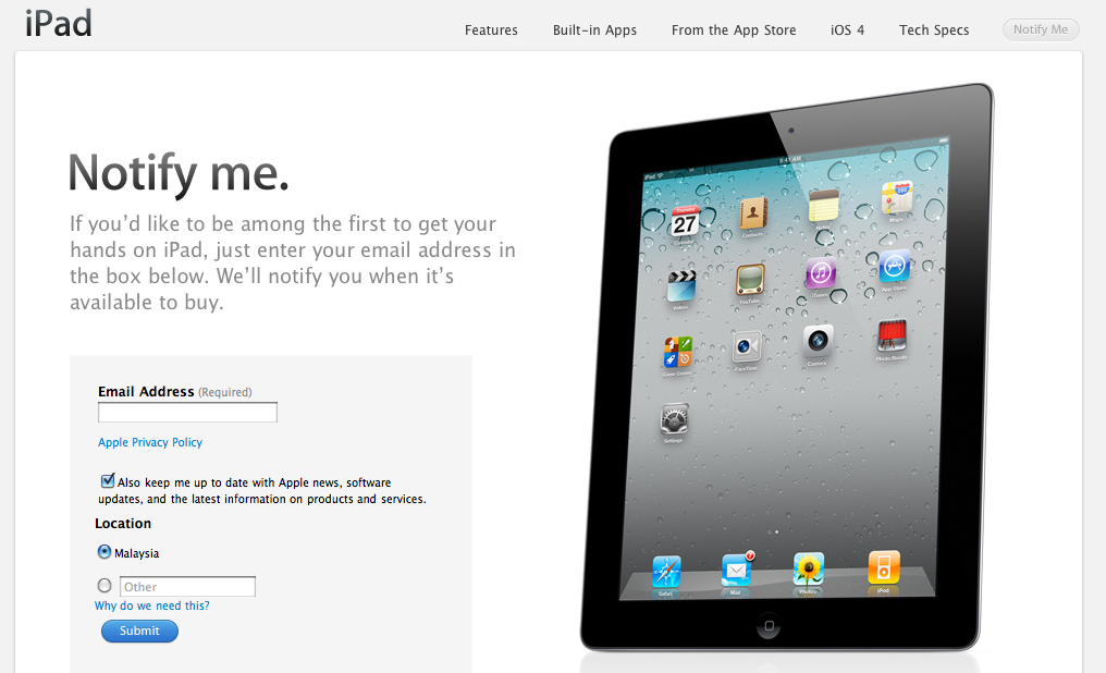 iPad 2 Register Your Interest