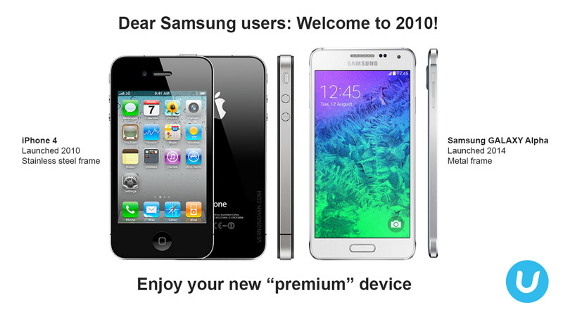 iPhone 4 vs GALAXY Alpha