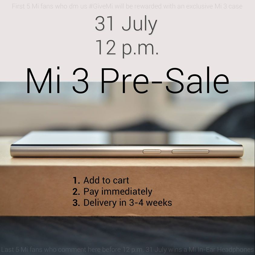 Xiaomi Mi 3 pre sale
